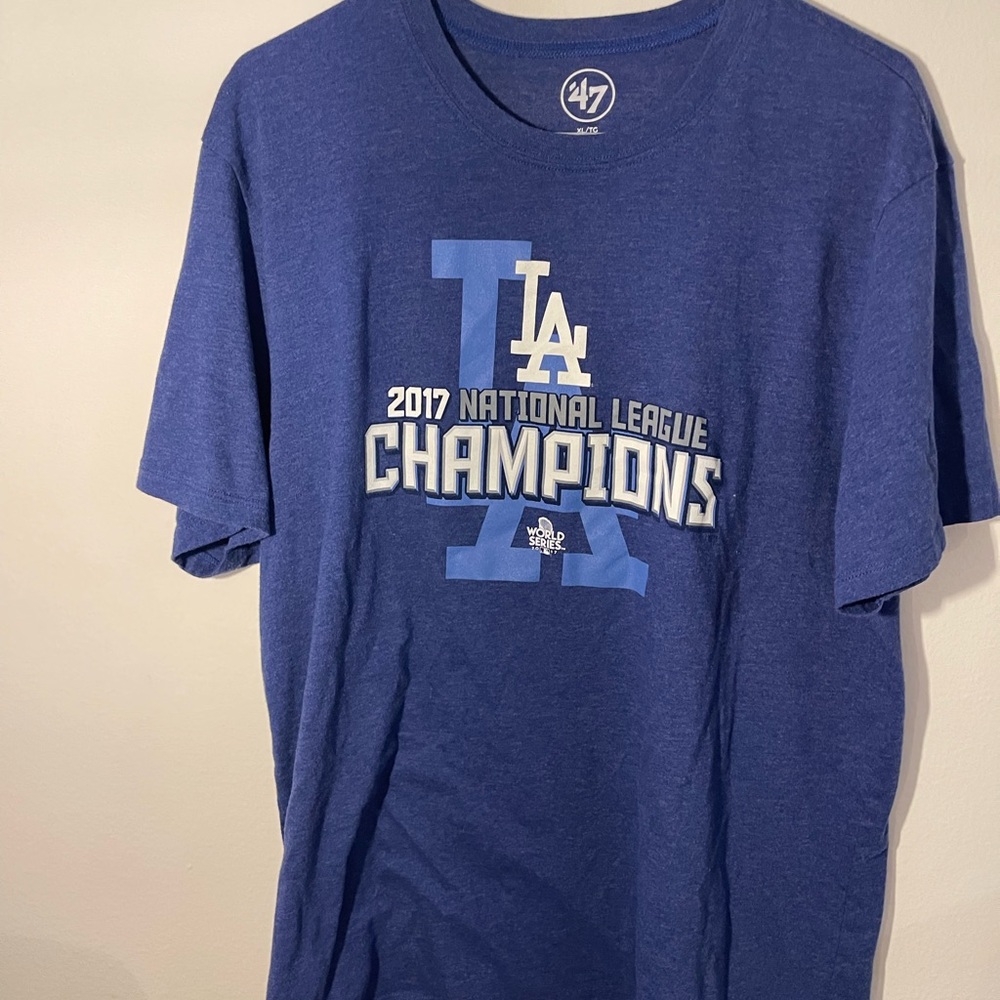 47 Brand Blue LA Dodgers 2017 National League Champions T-Shirt Sz L